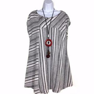 Free People Linen Blend Striped Dress Tunic Top